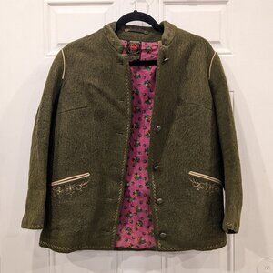 Vintage 1960s German Wool Mohair Green Jacket Women's Small